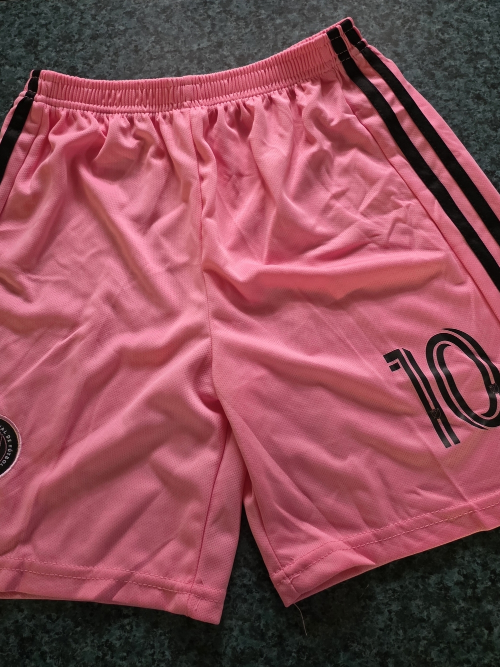 Pink Messi Inter Miami Soccer Shorts with Black Trim
